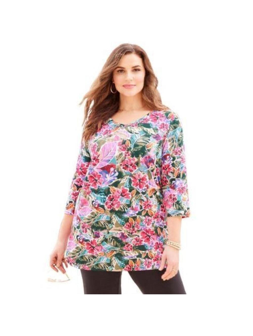 060.Catherines Suprema 3/4 Sleeve V-Neck Tee